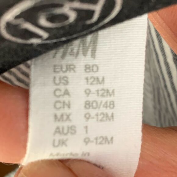 H&M dark blue/white striped cotton 2-pc set, ruched top/elastic bottom, 12 mon - Picture 5 of 8